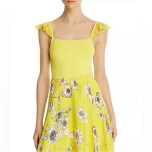 Alice + Olivia Marg Ruffle Strap Crop Knit Top in Yellow